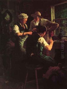 At the Blacksmith's by Louis Charles Moeller
