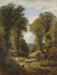 A Shepherd And His Flock Changing Pastures by Alfred Augustus Glendening