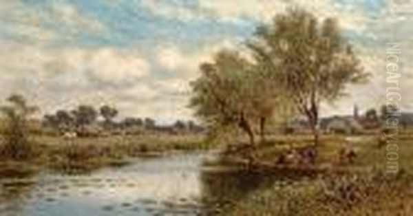 River Landscape With Haymakers - view 1