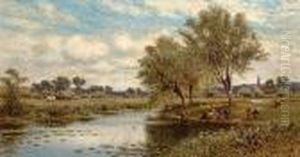 River Landscape With Haymakers