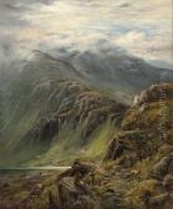 Highland Scene With Sheep And Figures In The Foreground Highland Scene With Sheep And Figures In The Foreground