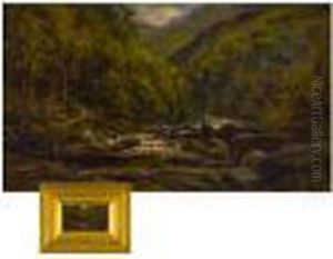Woodland Cottages By The River by Alfred Augustus Glendening
