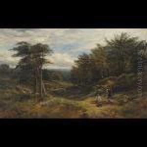 Shepherd Family Guarding The Flock From The Hills by Alfred Augustus Glendening