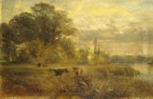 Cattle Watering; A Secluded Pond (a Pair) by Alfred Augustus Glendening