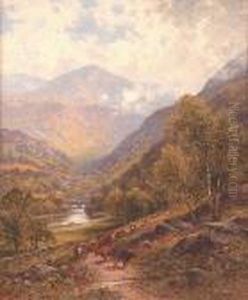A Drover With His Cattle In A River Valley