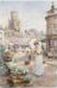 The Flower Market by Alfred Augustus Glendening