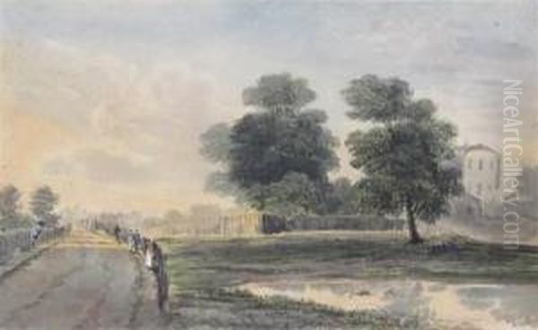 View Of Hampstead With Figures Near A Pond - view 1