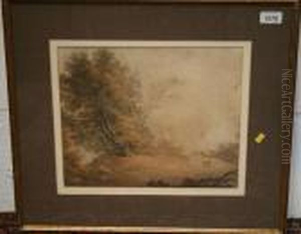 Cattle Watering In River Landscape - view 1