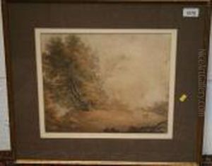 Cattle Watering In River Landscape by John Glover
