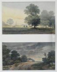 Pastoral Views With An Obelisk And Hut by John Glover