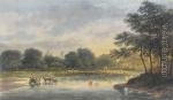 Bathers In A Heathland Pond - view 1