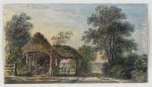 An Open Barn In A Landscape by John Glover