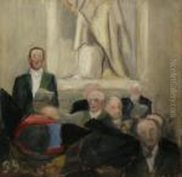 Scene De Reception Avec Paul Valery Etfrancois Mauriac - view 1