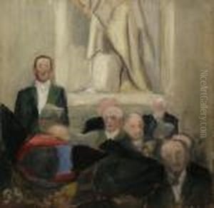 Scene De Reception Avec Paul Valery Etfrancois Mauriac by Paule Gobillard