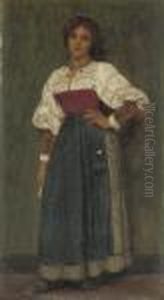 Standing Girl In Blouse And Skirt by John William Godward
