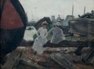Scene Galante Dans Un Port