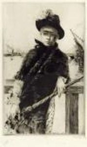 Femme A L'ombrelle Sur La Jetee