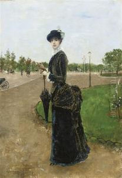Femme Elegante A L'entree Du Bois De Boulogne - view 1