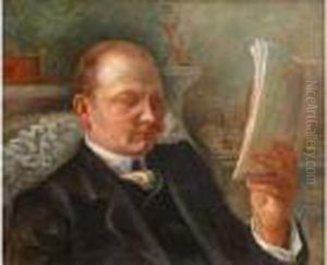 Portrait Presume Du Marquis Blanc De Castillon Lisant (epoux De Nathalie Goeuneutte). by Norbert Goeneutte