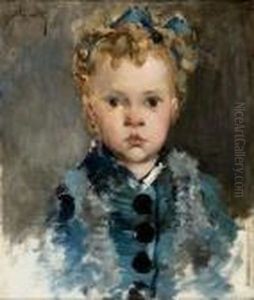 Portrait D'enfant
 Huile Sur Panneau, Signee En Haut A Gauche