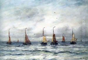 A Fishing Fleet by Hendrik Willem Mesdag