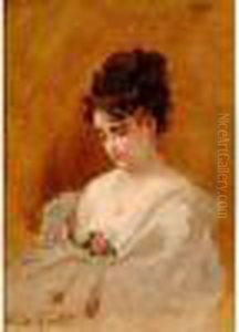 Portrait De Jeune Fille A La Rose, Circa 1875-76