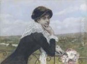Femme Au Balcon by Norbert Goeneutte