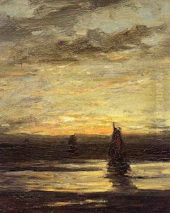 Fishing Boats At Dusk by Hendrik Willem Mesdag