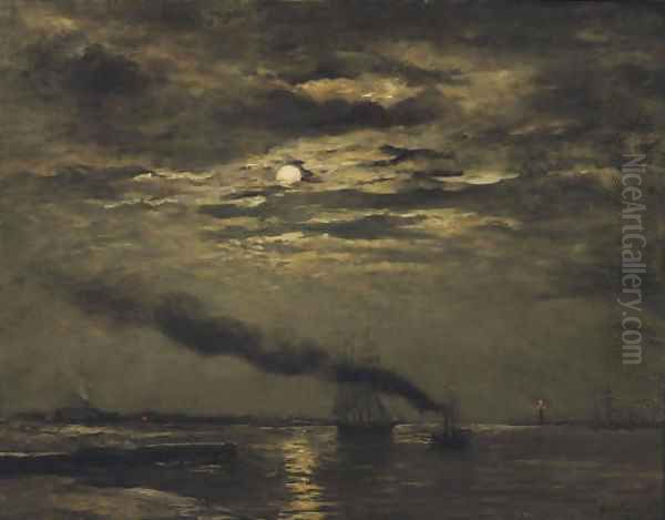 Maaneffect entering the harbour by moonlight - view 1