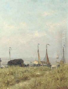 Overlooking the sea from the dunes by Hendrik Willem Mesdag