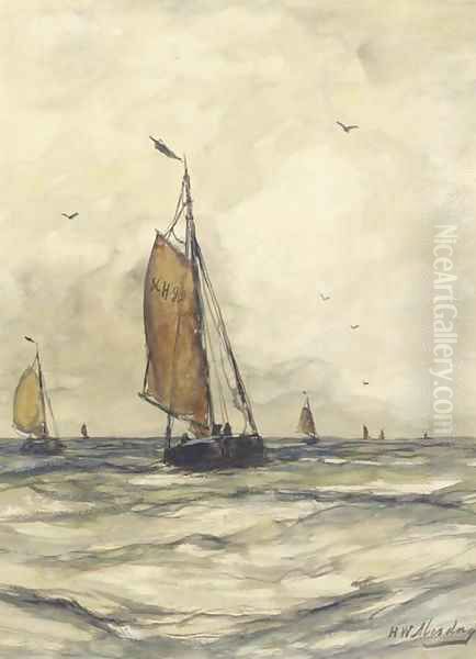 Sailing vessels at sea by Scheveningen - view 1