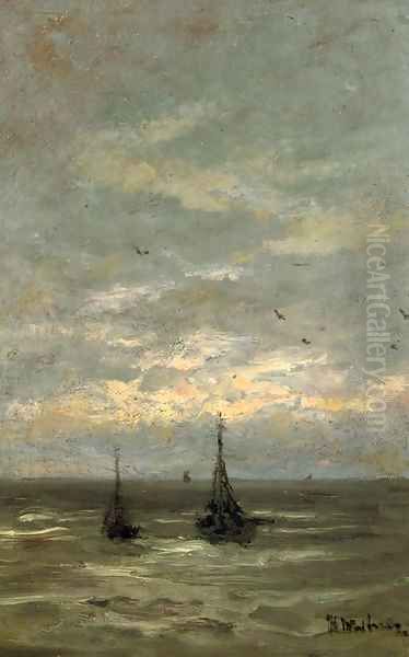 Sunset over the North Sea by Hendrik Willem Mesdag