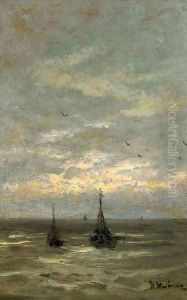 Sunset over the North Sea by Hendrik Willem Mesdag