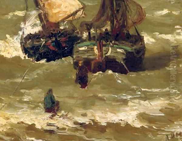 Bomschuiten in the surf - view 1