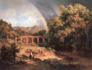 Italian Landscape with Viaduct and Rainbow 1838 by Karoly, the Elder Marko