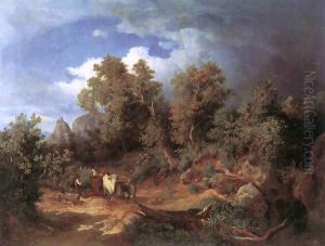 Landscape with Oxcart 1851 by Karoly, the Elder Marko