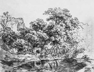 Landscape Sketch with a Lake
