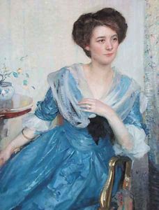 Woman in Blue Dress by Richard Emil Miller