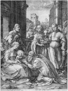 Die Anbetung Der Konige by Hendrick Goltzius