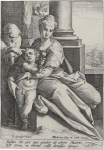Holy Family Before The Column by Hendrick Goltzius