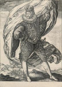 The Standard-bearer Standing, Facing Right by Hendrick Goltzius