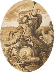 Neptune (hollstein 367; Strauss 421; Bialler 27) by Hendrick Goltzius