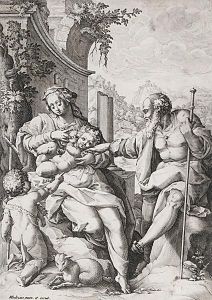 Die Heilige Familie Mit Dem Johannesknaben by Hendrick Goltzius