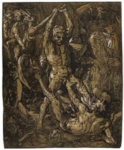 Hercules Killing Cacus by Hendrick Goltzius