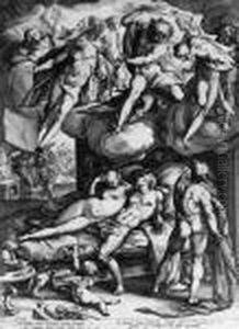 Mars And Venus Surprised By Vulcan by Hendrick Goltzius