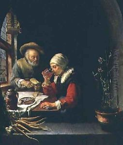 An Elderly Couple Eating