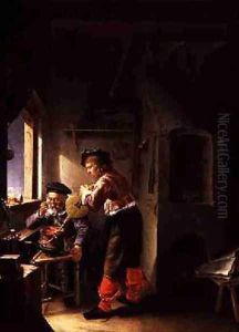 An Alchemist and his Assistant in their Workshop