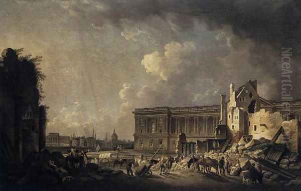 Clearing the Area in front of the Louvre Colonnade - view 1