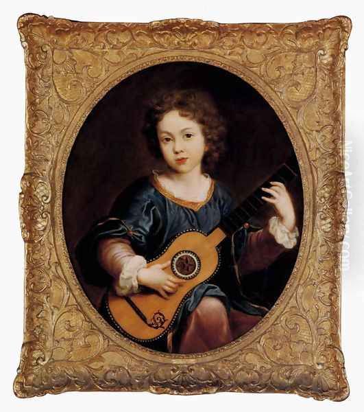 A Young Girl Playing A Guitar - view 1