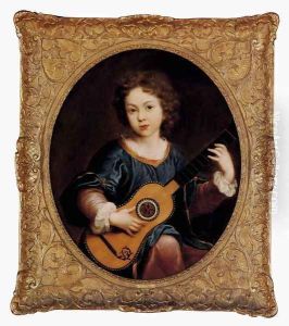 A Young Girl Playing A Guitar